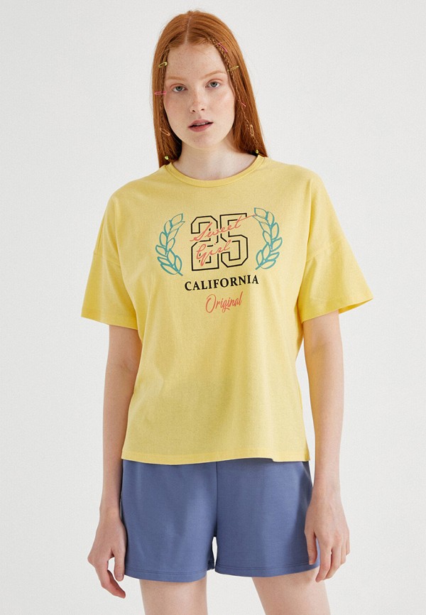 женская футболка koton, желтая