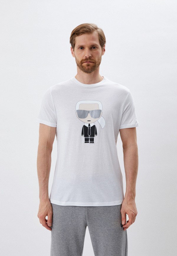 мужская футболка с коротким рукавом karl lagerfeld, белая