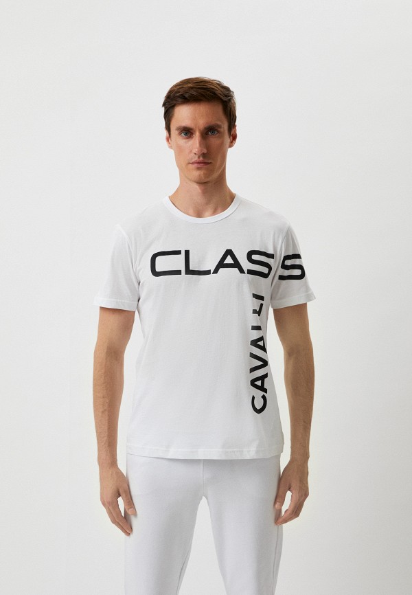 мужская футболка с коротким рукавом cavalli class, белая