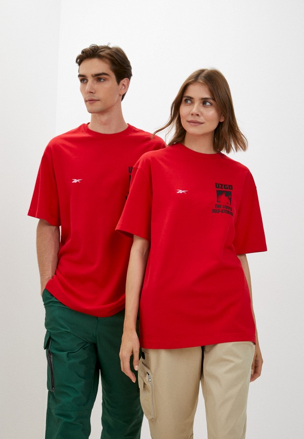женская футболка с коротким рукавом reebok classic, красная