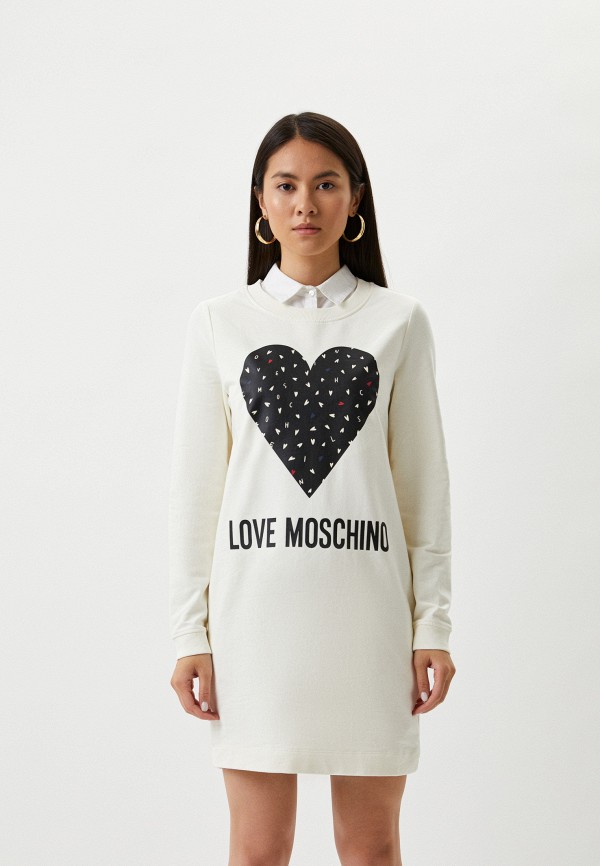 женское платье-толстовки love moschino, бежевое