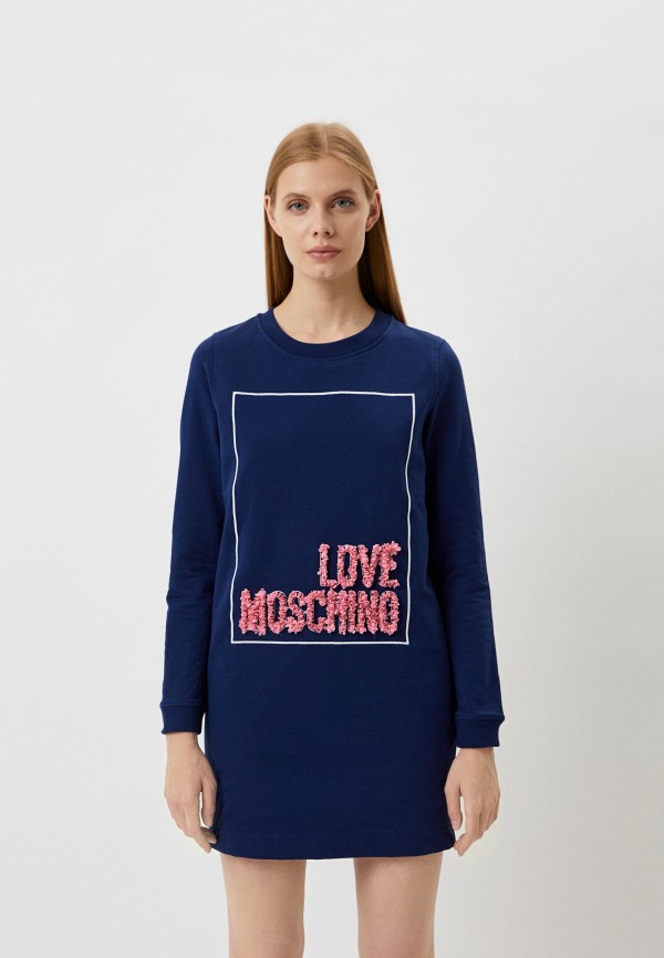 женское платье-толстовки love moschino, синее