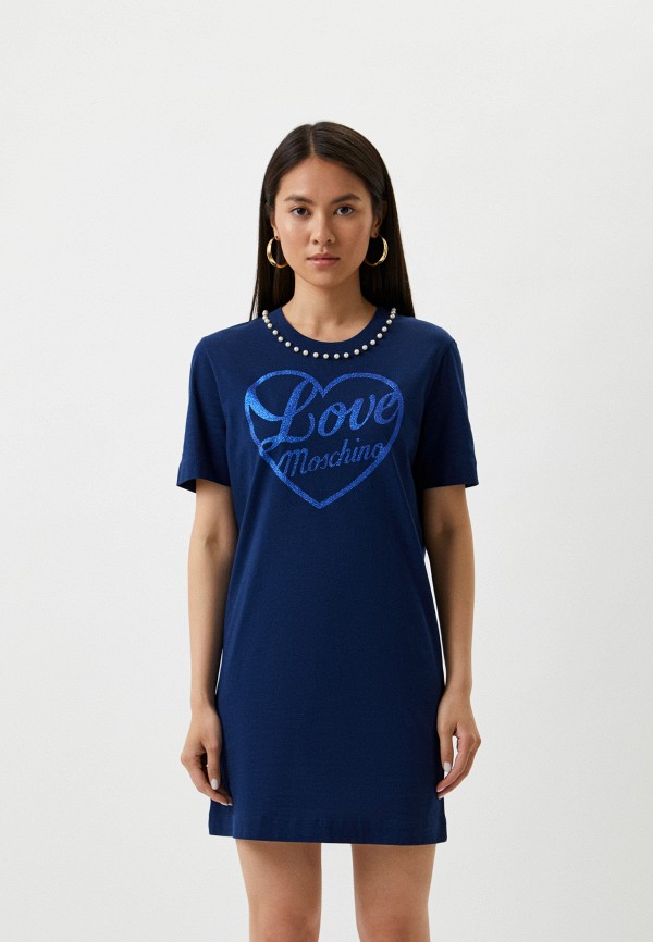 женское платье-футболки love moschino, синее
