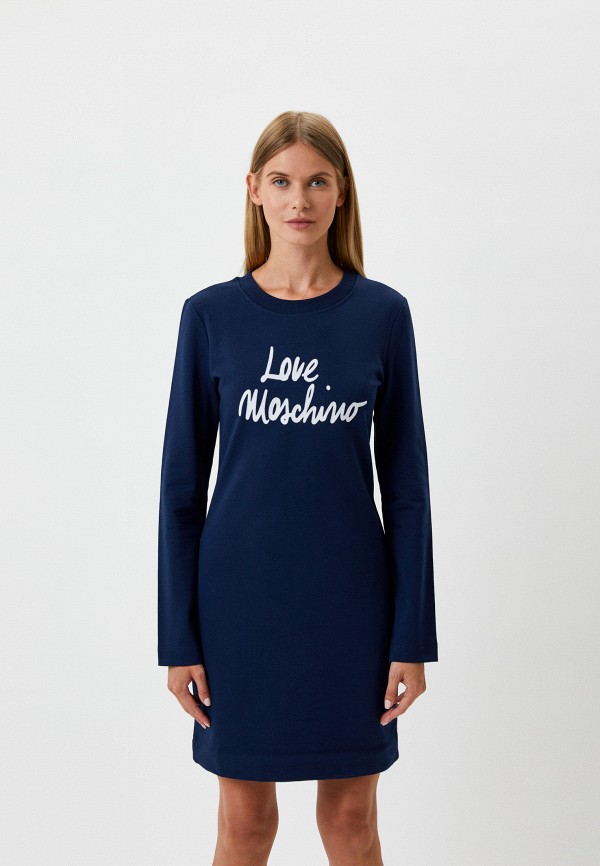 женское платье-толстовки love moschino, синее