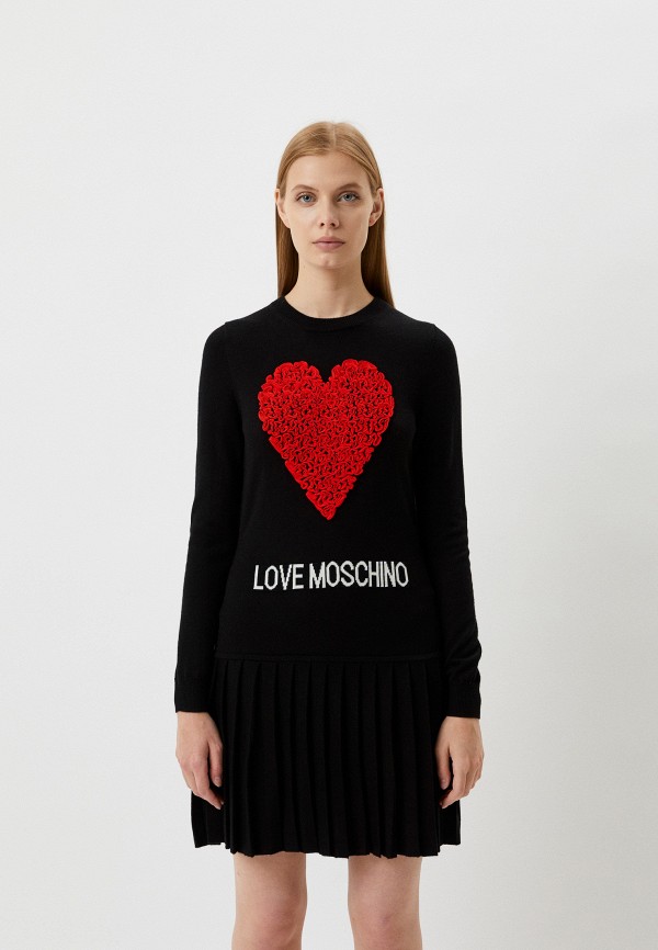 женское платье-свитеры love moschino, черное