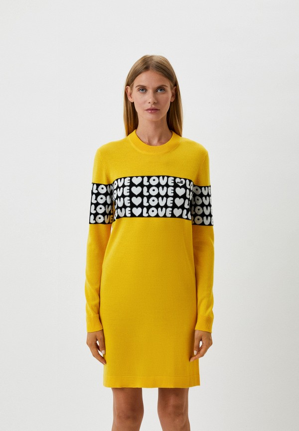 женское платье-свитеры love moschino, желтое