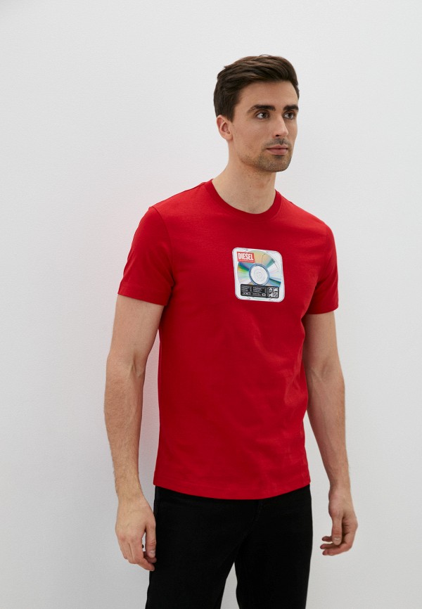 мужская футболка с коротким рукавом diesel, красная