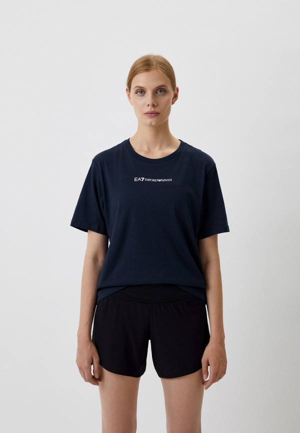 женская спортивные футболка ea7, синяя