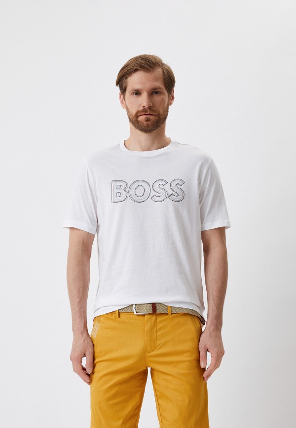мужская футболка с коротким рукавом boss, белая