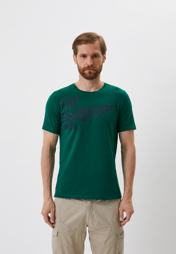 мужская футболка с коротким рукавом aeronautica militare, зеленая