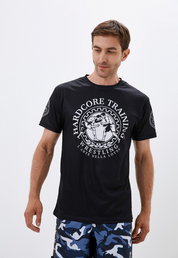 мужская футболка с коротким рукавом hardcore training, черная