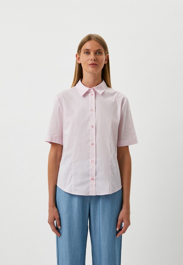 женская рубашка с коротким рукавом boss, розовая