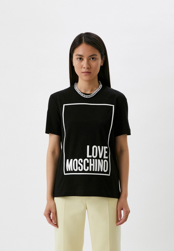 женская футболка love moschino, черная