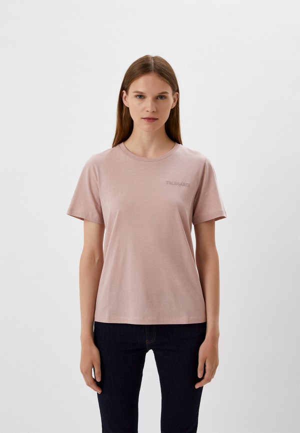 женская футболка trussardi, розовая
