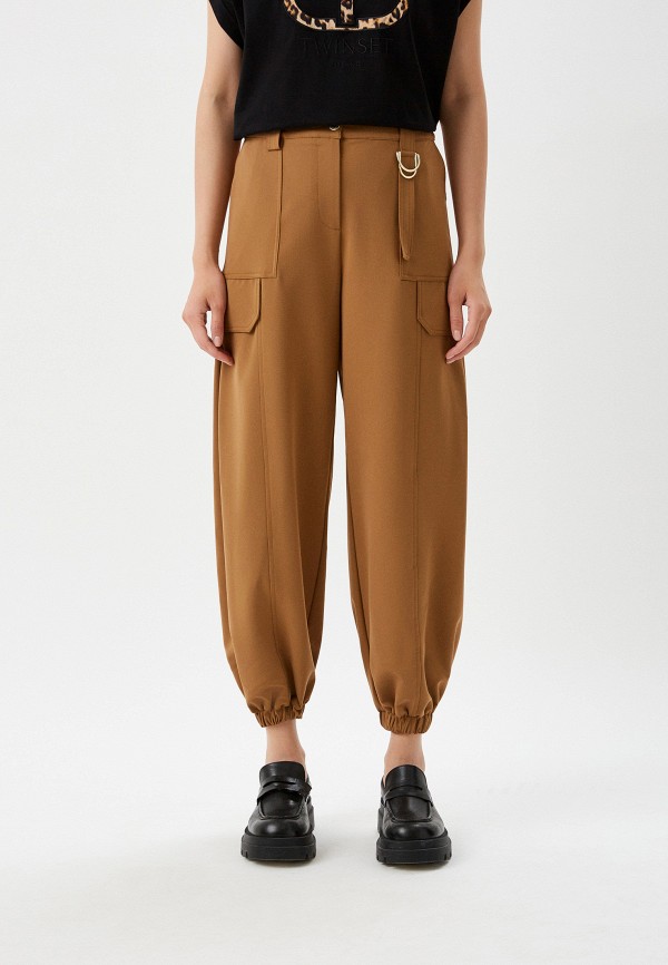 женские брюки карго twinset milano, коричневые