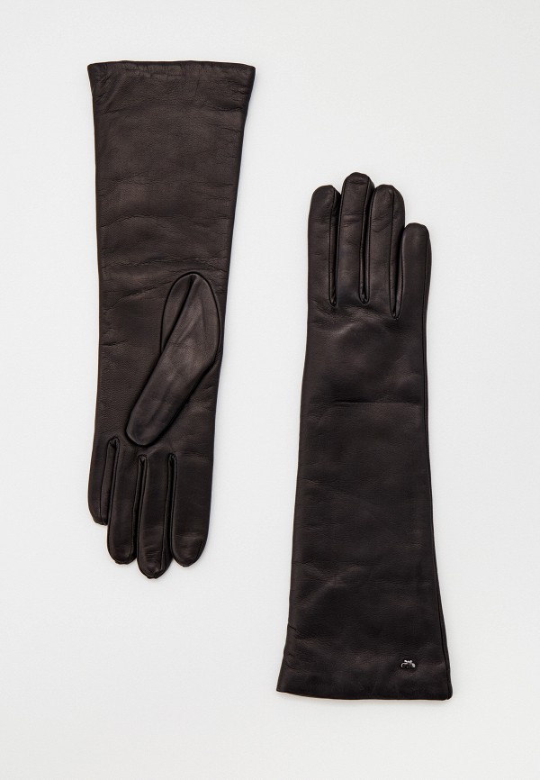 женские кожаные перчатки weekend by max mara, черные