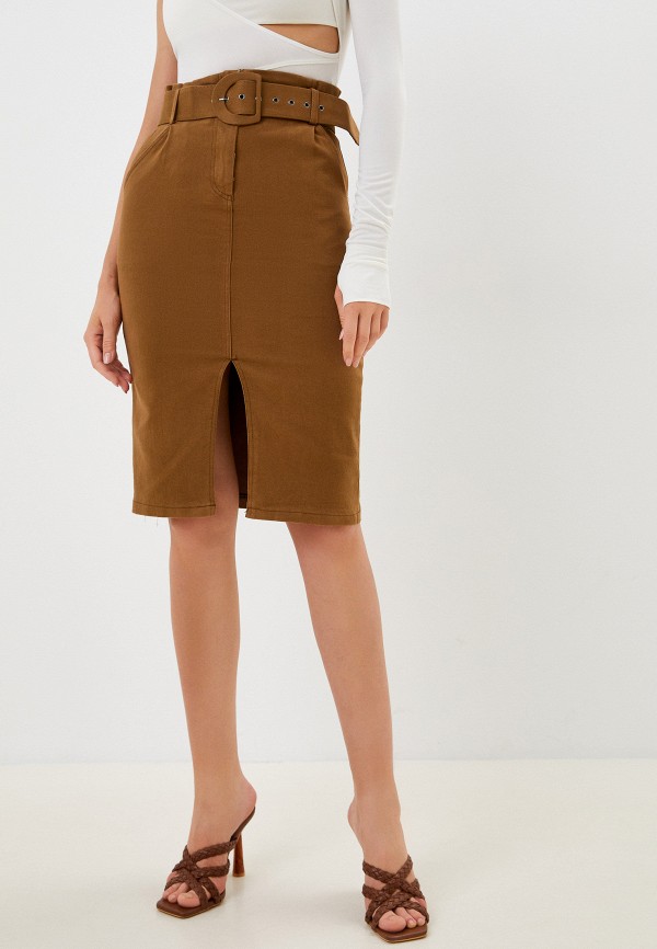 женская джинсовые юбка diverius, коричневая