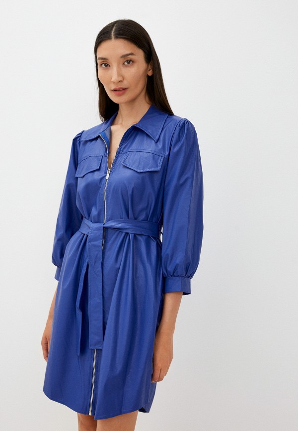 женское кожаные платье rinascimento, синее