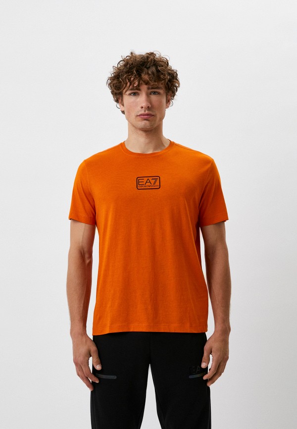 мужская футболка с коротким рукавом ea7, оранжевая