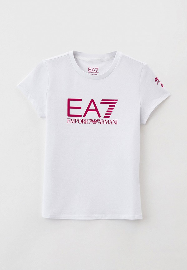 футболка с коротким рукавом ea7 для девочки, белая