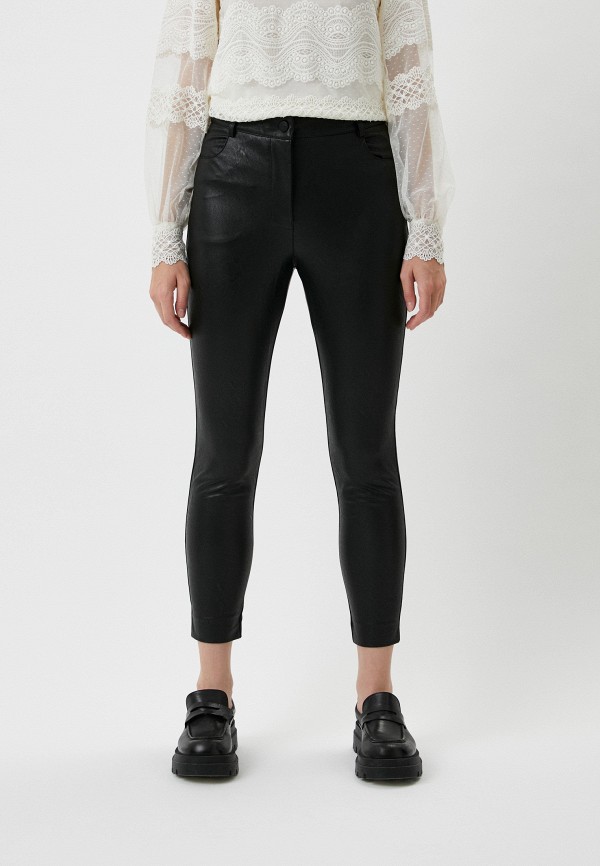 женские кожаные брюки twinset milano, черные