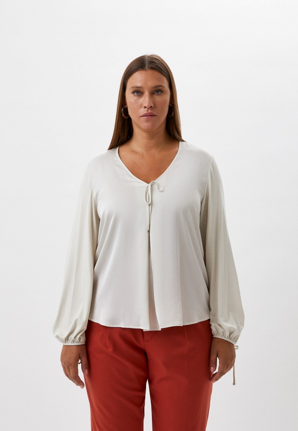 женская блузка с длинным рукавом persona by marina rinaldi, бежевая