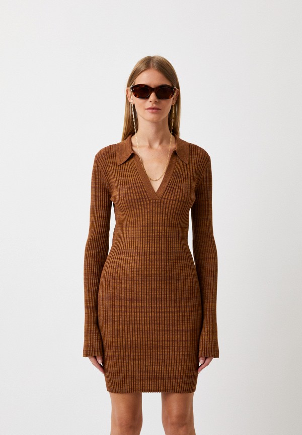 женское платье-свитеры helmut lang, коричневое