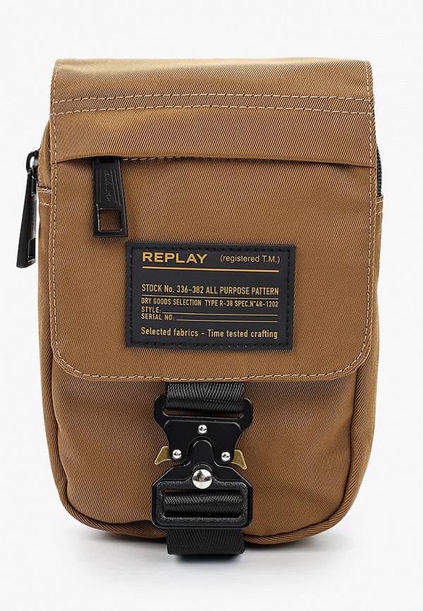 мужская сумка через плечо replay, коричневая