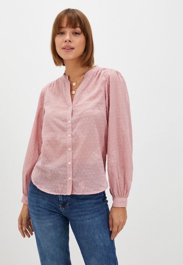 женская блузка с длинным рукавом springfield, розовая