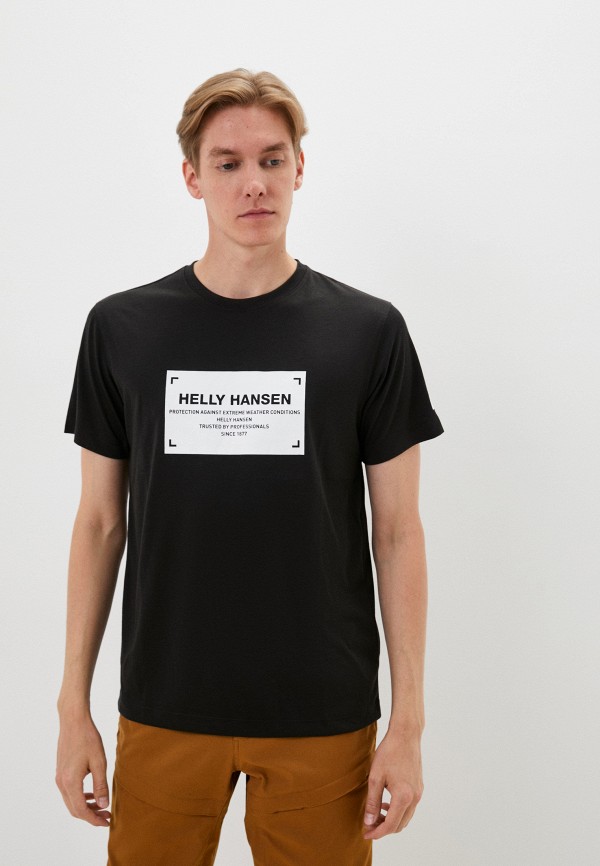 мужская футболка с коротким рукавом helly hansen, черная