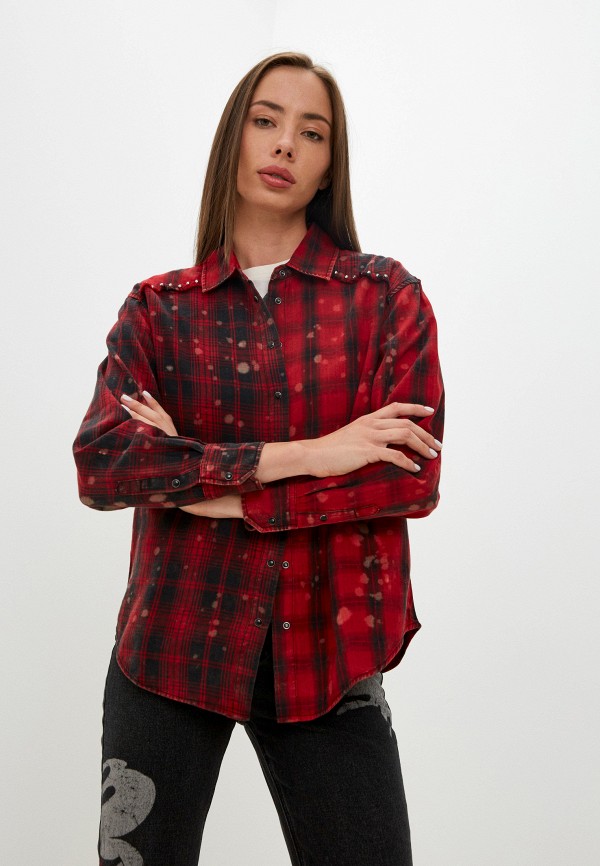 женская рубашка с длинным рукавом desigual, красная