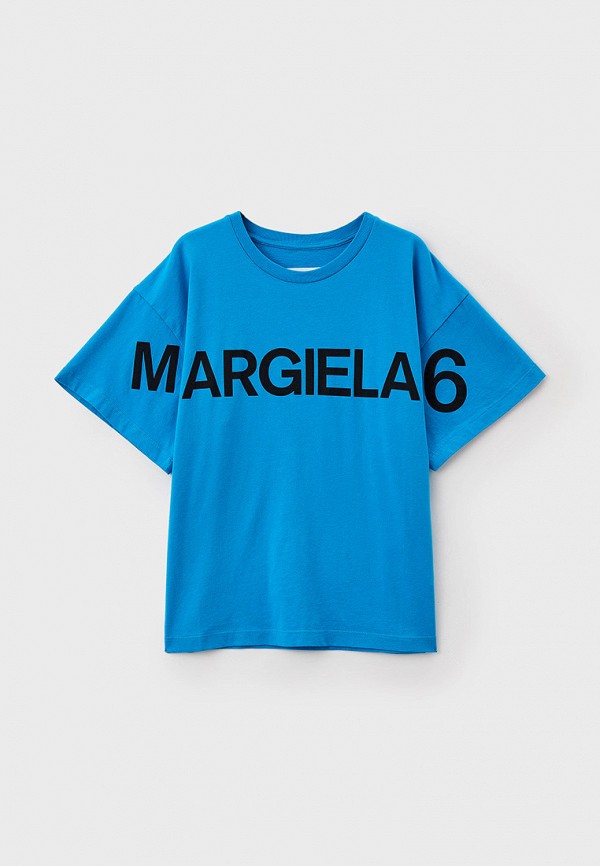 футболка с коротким рукавом mm6 maison margiela paris для мальчика, голубая