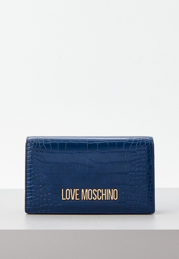 женская сумка через плечо love moschino, синяя