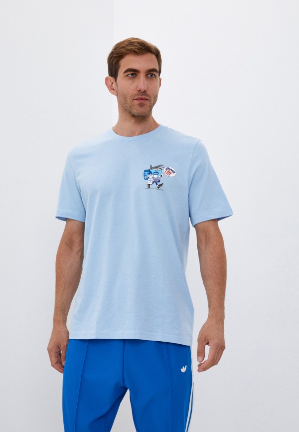 мужская футболка с коротким рукавом adidas, голубая
