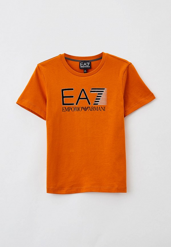 футболка с коротким рукавом ea7 для мальчика, оранжевая