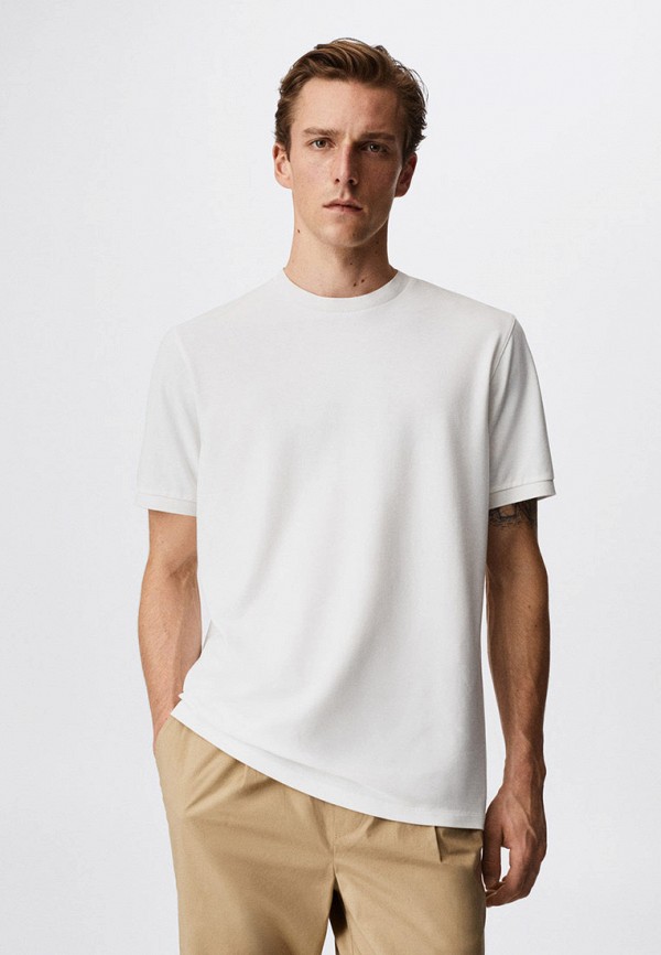 мужская футболка с коротким рукавом mango man, белая