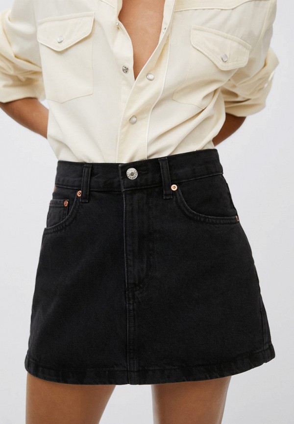 женская джинсовые юбка mango, черная