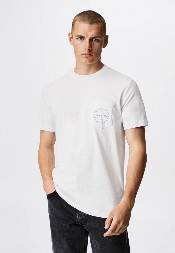 мужская футболка с коротким рукавом mango man, белая
