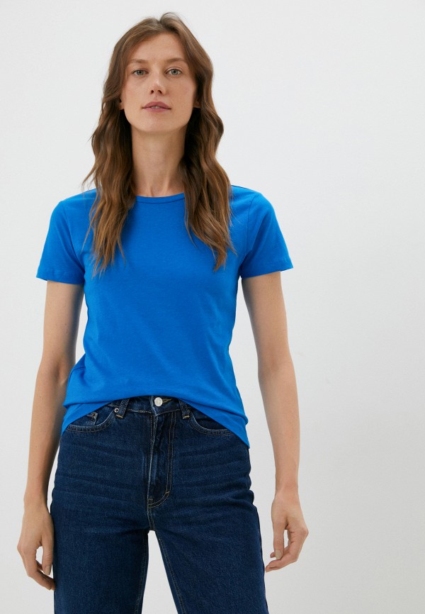 женская футболка mango, синяя