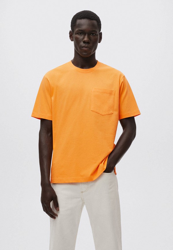 мужская футболка с коротким рукавом mango man, оранжевая