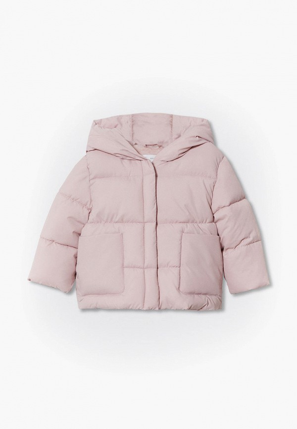 утепленные куртка mango kids для девочки, розовая