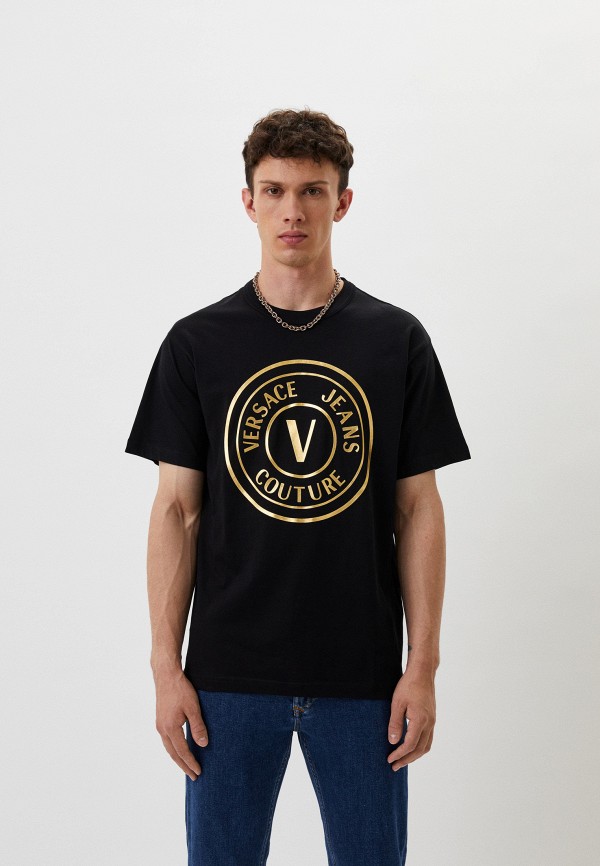 мужская футболка с коротким рукавом versace, черная