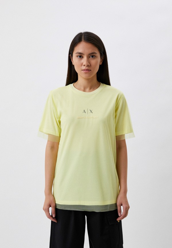 женская футболка armani exchange, желтая
