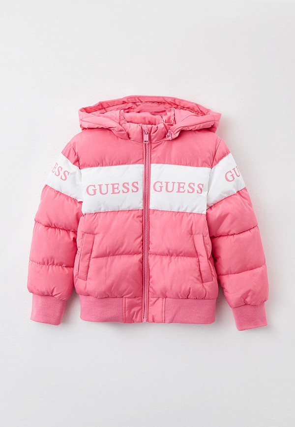 утепленные куртка guess для девочки, розовая