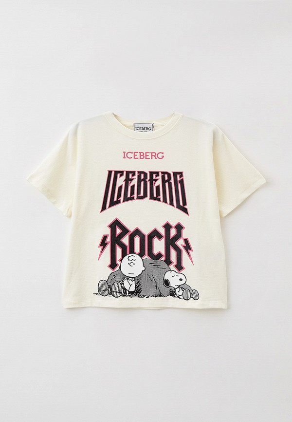 футболка с коротким рукавом iceberg для девочки, бежевая