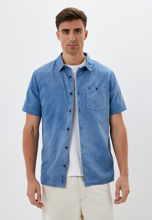 мужская рубашка с коротким рукавом quiksilver, голубая