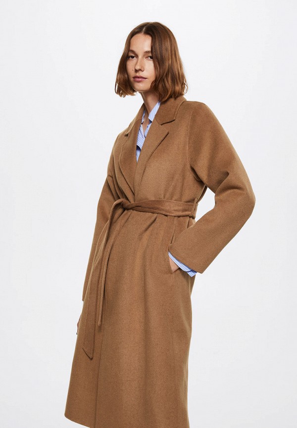 женское пальто mango, коричневое