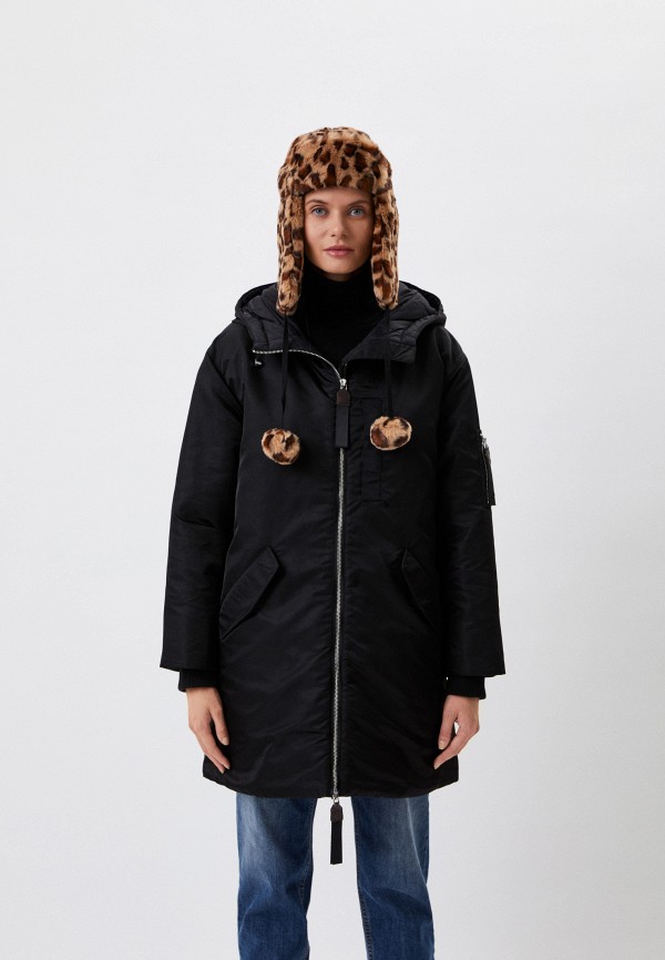 женская утепленные куртка max&co, черная