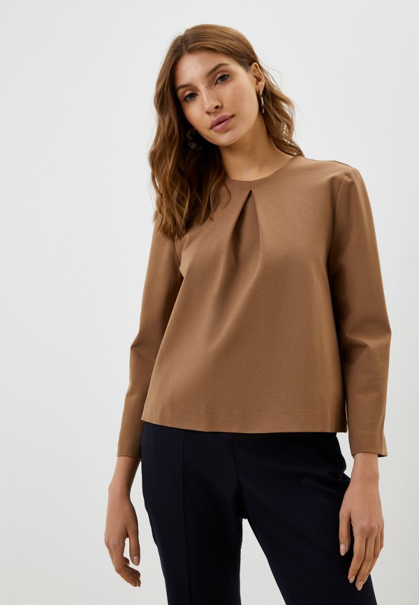 женская блузка с длинным рукавом please, коричневая