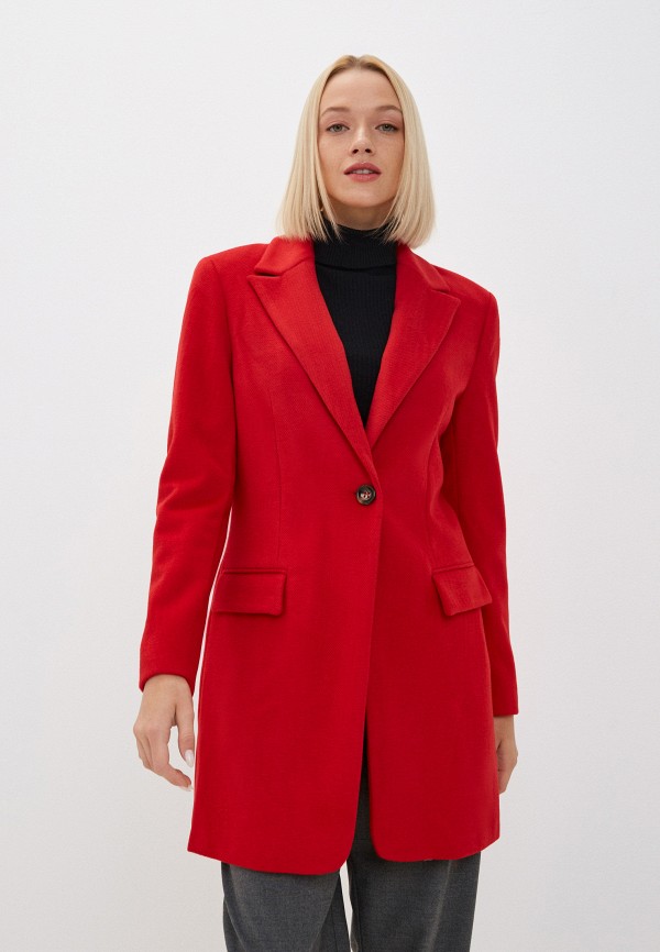 женское пальто please, красное